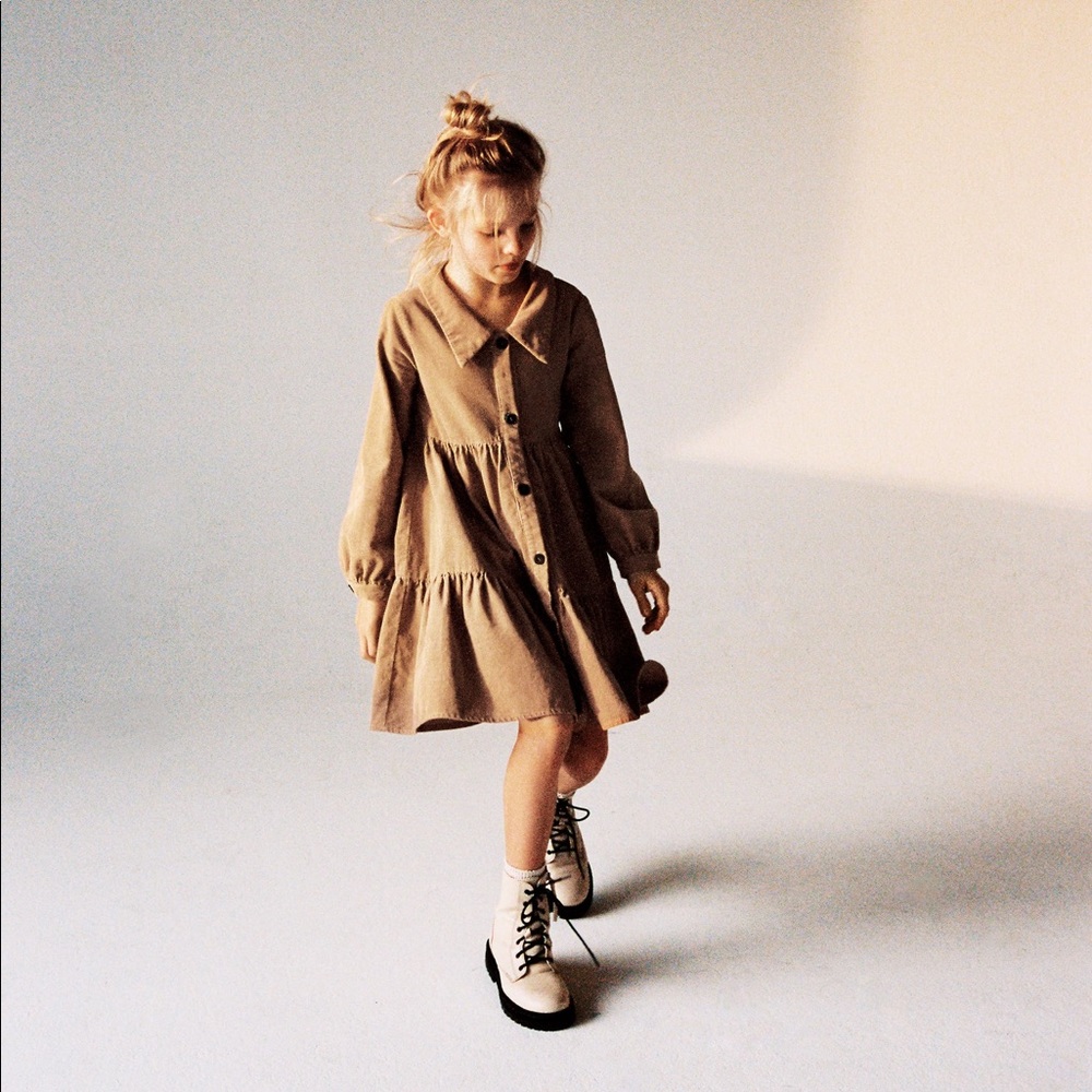 ✨SALE✨Zara pleated fine wale corduroy dress ✨SALE✨